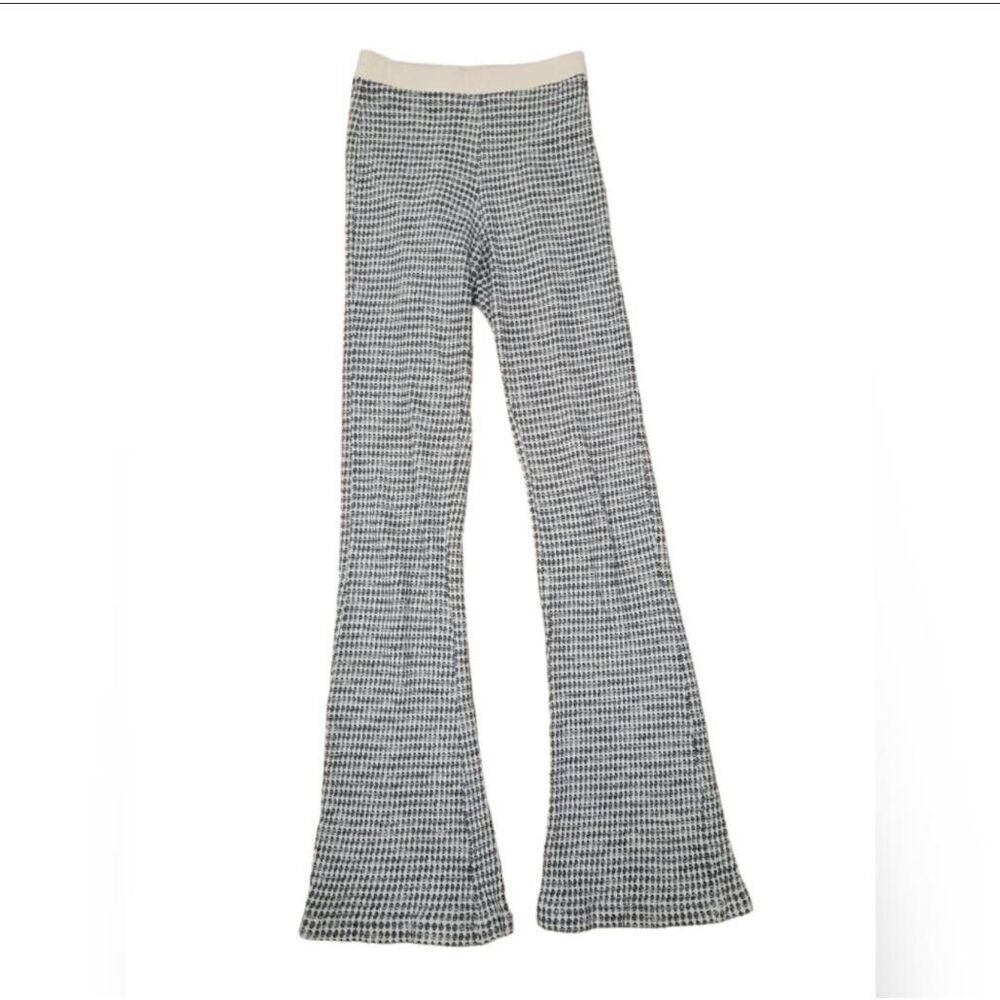 Zara Textured Flare Pants Womens Small Multicolor Knit Elastic Waist Casual Wear